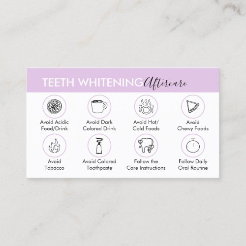 Purple Teeth Whitening Aftercare Tips Guides Business Card