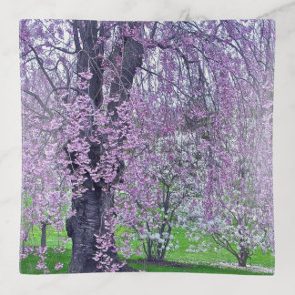 "PURPLE TENDRILS CASCADE FROM WEEPING CHERRY TREE" TRINKET TRAY