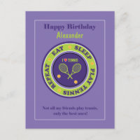 Purple Tennis 🎾 Happy Birthday Postcard