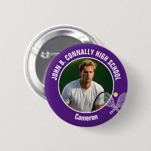 Purple Tennis Player Photo High School Spirit Button