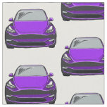 Purple Tesla Model Y Hand Drawn Sketch Fabric