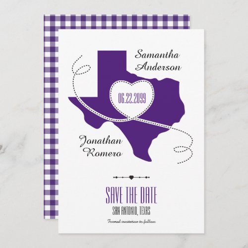 Purple Texas Curling Ribbon Save the Date