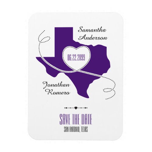 Purple Texas Curling Ribbon Save the Date Magnet