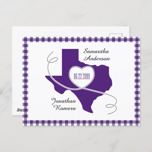 Purple Texas Curling Ribbon Save the Date Postcard