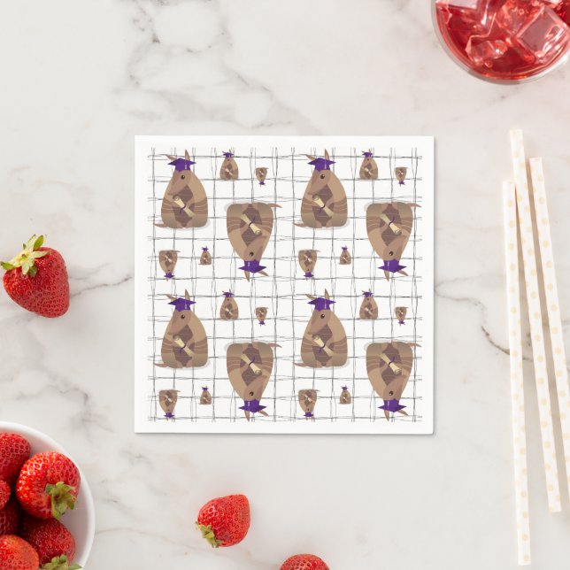 Purple Texas Graduate Armadillo Napkins (Insitu)