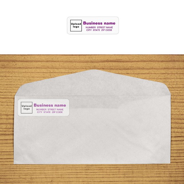 Purple Text Business Return Address Label (Return address label in purple text on envelope)