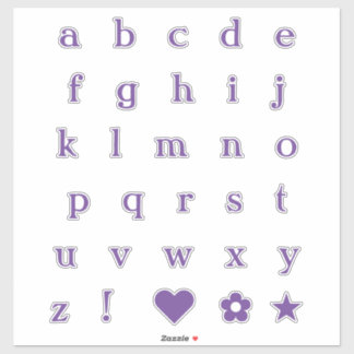 Purple Text Letters | Monogram Alphabet Stickers
