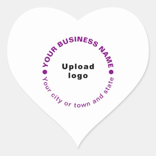 Purple Texts Business Brand on Heart Shape Sticker
