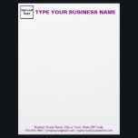 Purple Texts on Header and Footer of Business Letterhead<br><div class="desc">Letterhead that you can customize to put your business name to advertise your business or to promote your brand name to customers or clients. Customizable office supply that you can use to build brand name awareness. Font color is purple. Contents are your business logo and business or company name on...</div>