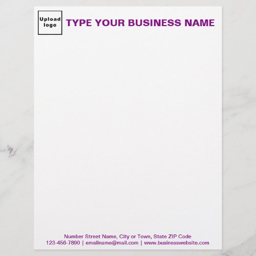 Purple Texts on Header and Footer of Business Letterhead