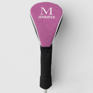 Purple Textured Leather Monogram Personalized Name Golf Head Cover