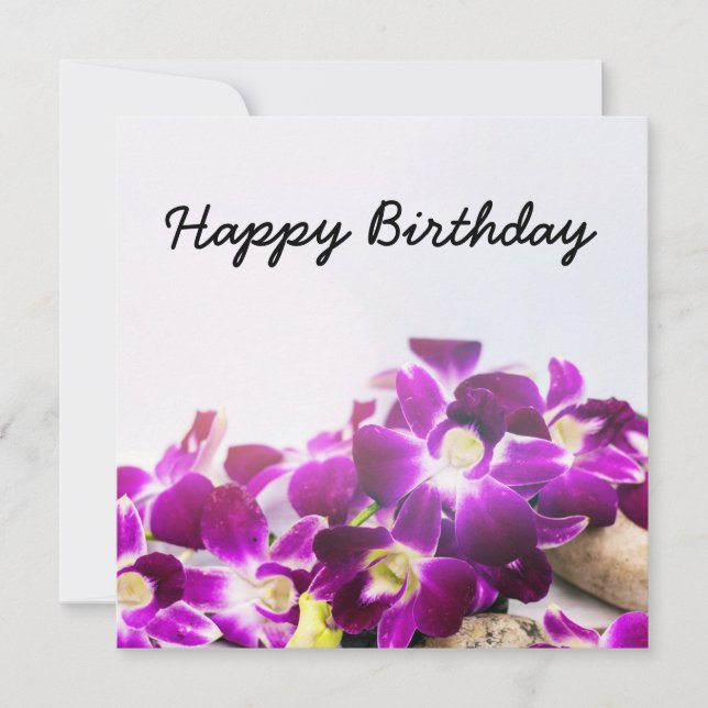 Purple Thai Orchid is on white background birthday Card (Front)