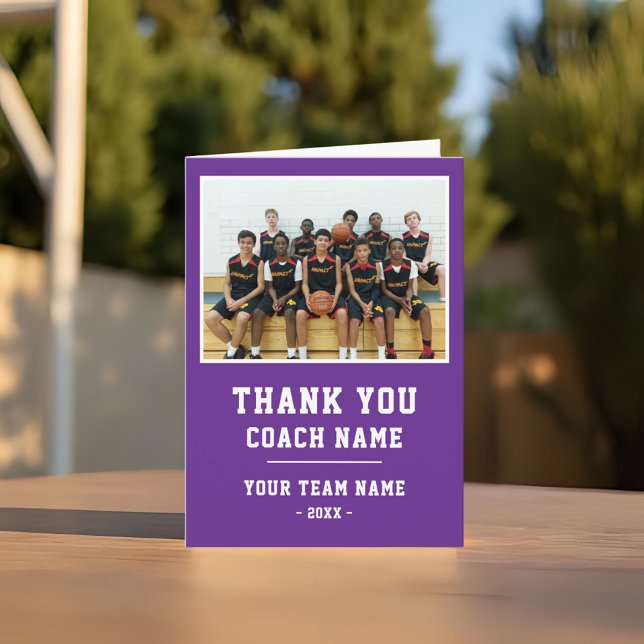Purple Thank you Coach Card Team Name Photo (Creator Uploaded)