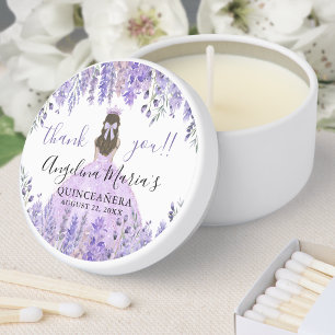 Purple Thank You Floral Quinceanera Mini Candle Favors