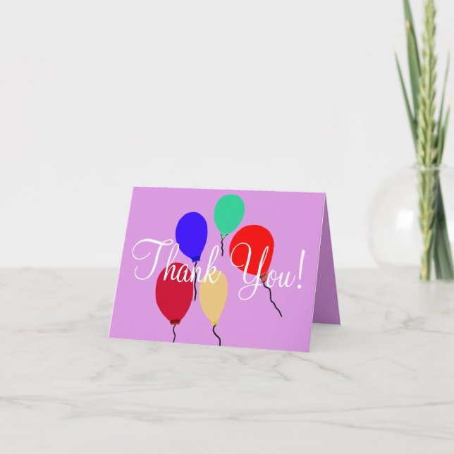 Purple Thank You Flying Birthday Balloons Card (Front)