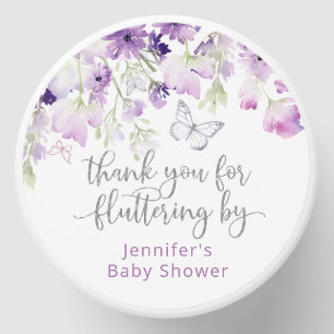 Purple thank you for fluttering baby shower mini candle favors
