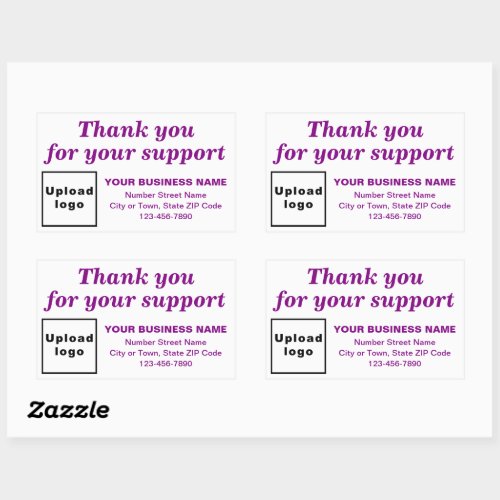 Purple Thank You For Your Support on White Rectangular Sticker