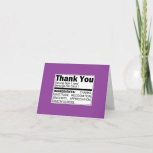 Purple Thank You Ingredients Card