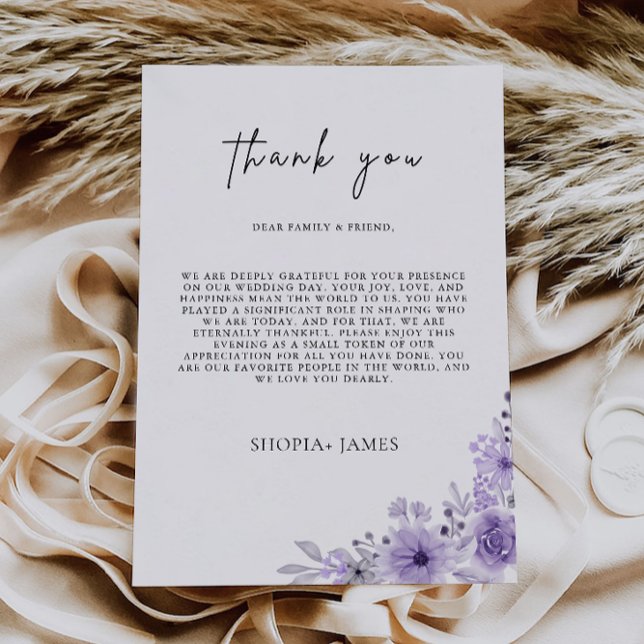 Purple Thank You Letter, Napkin Note Menu (Purple Thank You Letter, Napkin Note Menu)