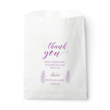 purple thank you wedding favor bag