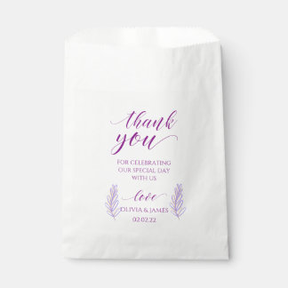 purple thank you wedding favor bag