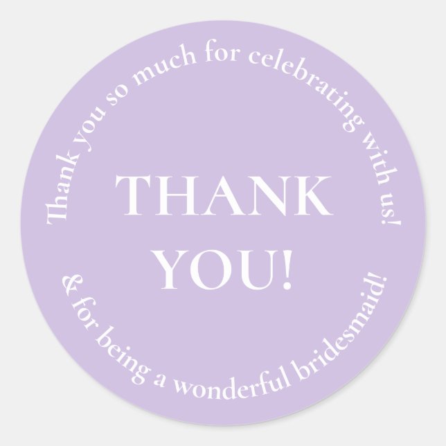Purple Thank You Wedding Favor Sticker (Front)