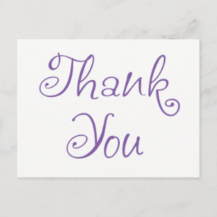 Purple Thank You  - Wedding, Party, Bridal Shower Postcard