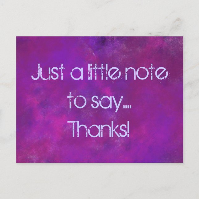 Purple Thank YOU with message Postcard (Front)