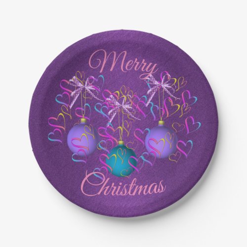 Purple Themed Christmas Paper Plates