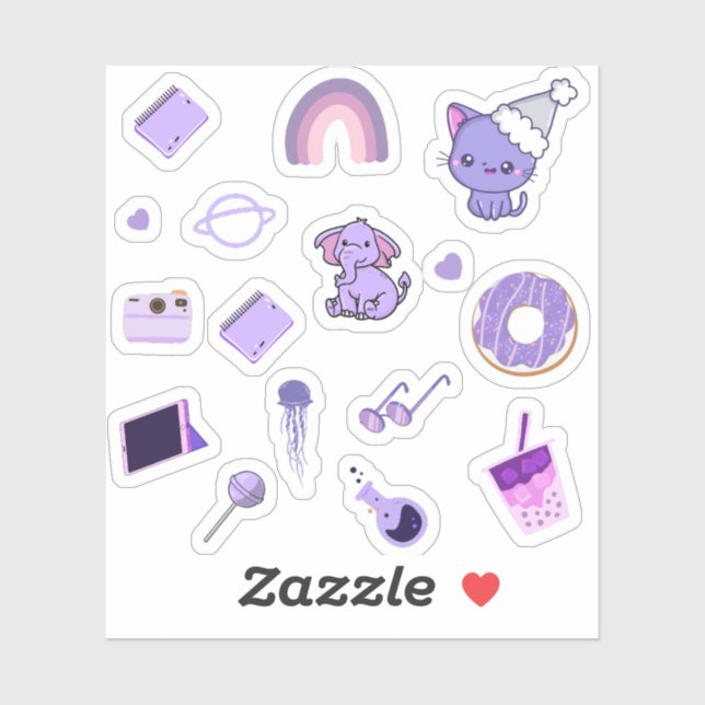 Purple themed sticker pack (Sheet)
