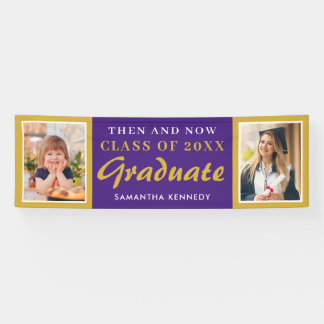 Purple Then & Now Class of 2026 Graduation Photo  Banner
