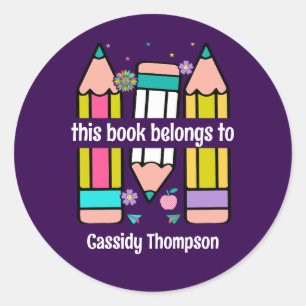 Purple This book belongs to pencil kids bookplate