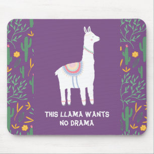 Purple This Llama Wants No Drama Mouse Pad