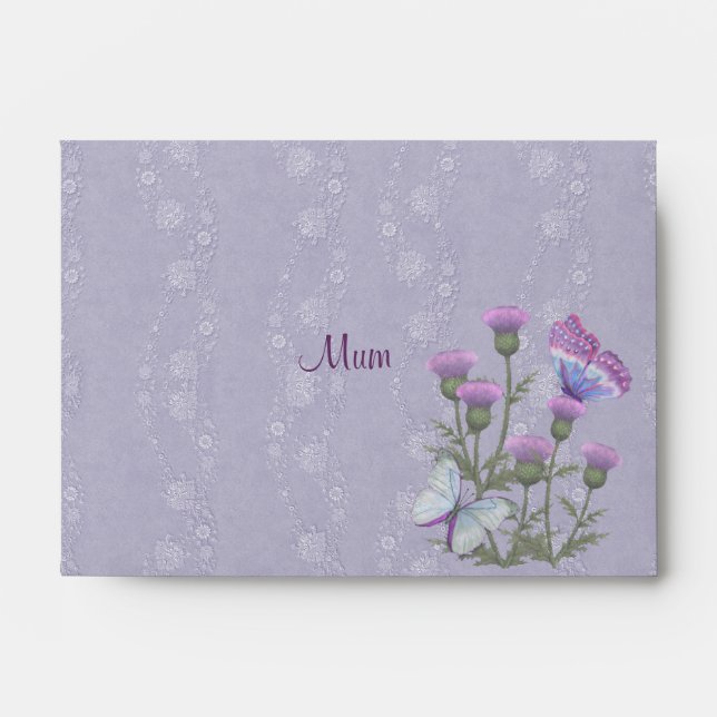 Purple Thistle Floral 2 Envelope (Front)