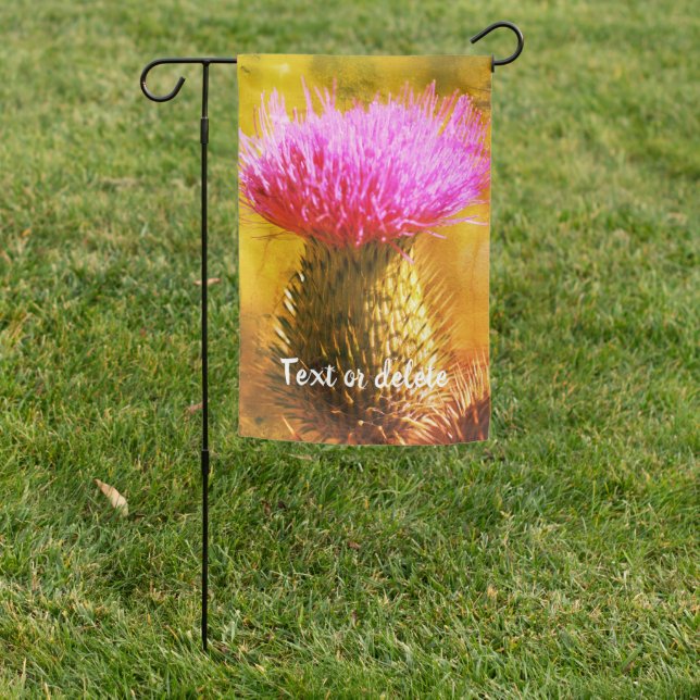 Purple Thistle Flower Abstract Personalized Garden Flag (In SItu)