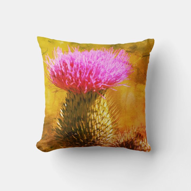 Purple Thistle Flower Close Up Abstract  Throw Pillow (Front)