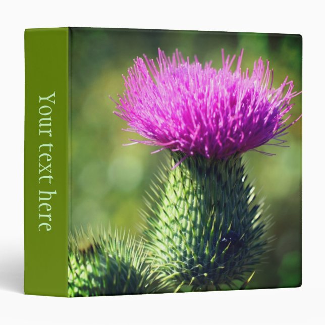 Purple Thistle Flower Close Up Personalized 3 Ring Binder (Front/Spine)
