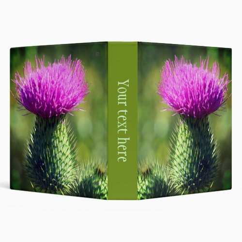 Purple Thistle Flower Close Up Personalized 3 Ring Binder