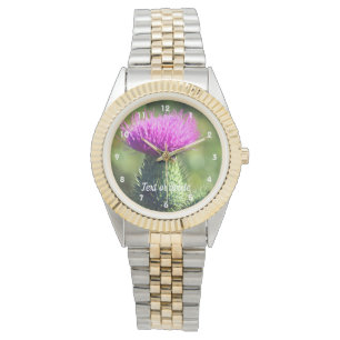 Purple Thistle Flower Personalized Watch