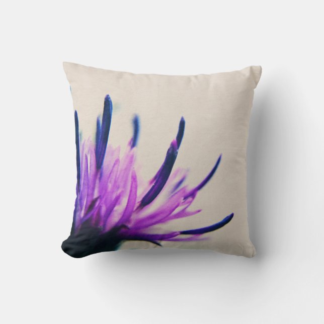 Purple Thistle Flower Petals Throw Pillow (Front)