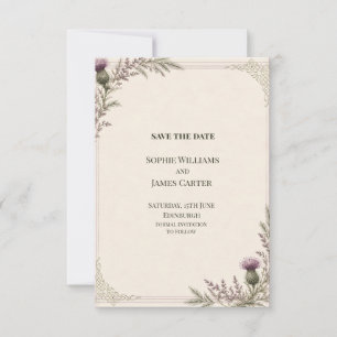 Purple Thistle Heather Celtic Wedding Save The Date