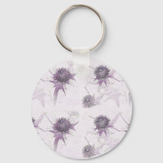 Purple thistle nature design keychain