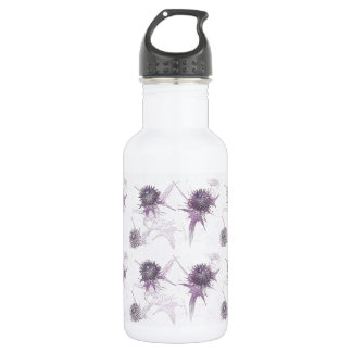 Purple thistle nature design stainless steel water bottle