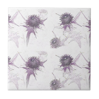 Purple thistle nature design tile