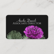 Purple Thistle on Black Business Card