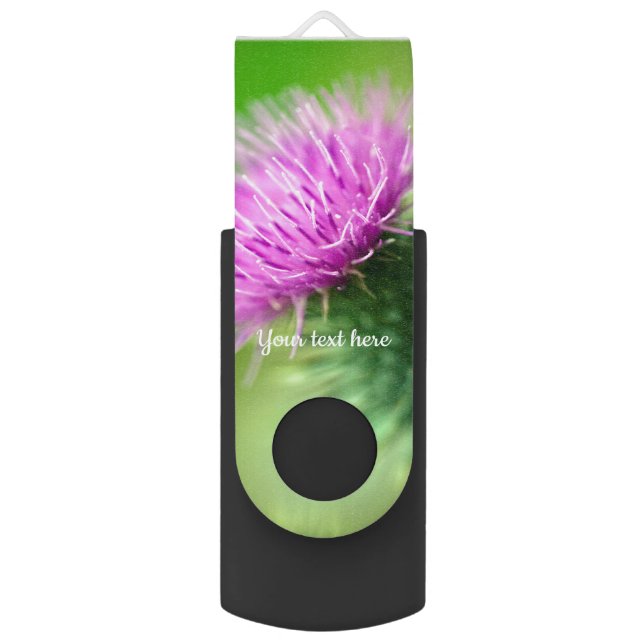 Purple Thistle USB swivel flash drive 8GB (Back (Vertical))