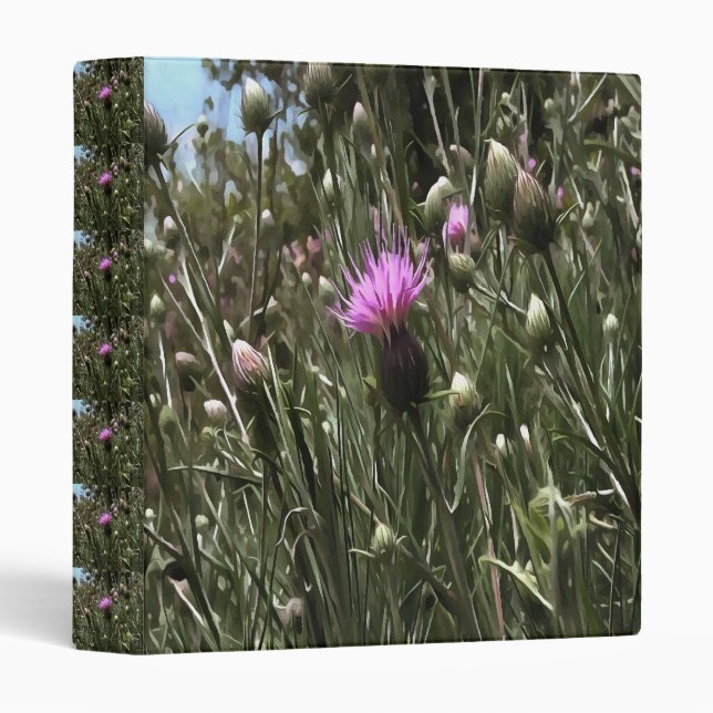 Purple Thistle Wildflower Realistic Art  3 Ring Binder (Front/Spine)