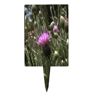 Purple Thistle Wildflower Realistic Art Cake Topper