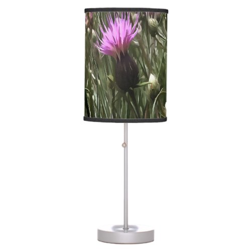 Purple Thistle Wildflower Realistic Art  Table Lamp