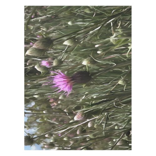 Purple Thistle Wildflower Realistic Art  Tablecloth